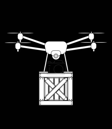Illustration for A wooden box cargo box postal drone items package - Royalty Free Image