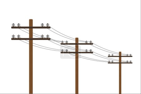 wooden pole with high voltage wires on a white background vector illustration of an electrician