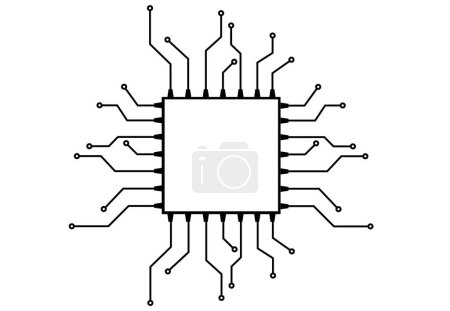 Téléchargez les photos : Un circuit imprimé avec microprocesseur pour un schéma informatique vectoriel illustration électronique - en image libre de droit