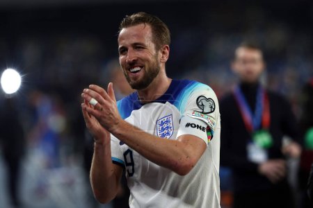 Photo for Naples, Italy 23.03.2023: Harry Kane (ENGLAND) celebrate victory at end of the Uefa European Qualifiers 2024 Group C football match between ITALY VS ENGLAND at Diego Armando Maradona stadium in Naples, Italy. - Royalty Free Image