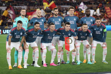 Photo for Rome, Italy 20.04.2023: Feyenoord team official pic in the Uefa Europa League 2023 football match, quarter finals, AS Roma vs Feyenoord  at Olympic stadium in Rome, Italy. - Royalty Free Image