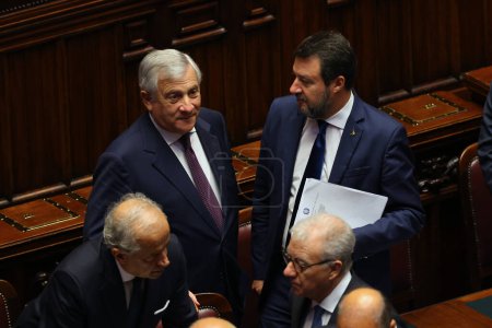 Photo for Rome, Italy 26.09.2023: Antonio Tajani, Matteo Salvini the state funeral of former President of the Republic Giorgio Napolitano, Rome, 26 September 2023. - Royalty Free Image