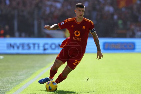 Photo for Rome, Italy 22.10.2023: Gianluca Mancini of Roma in action during the Italy Serie A TIM 2023-2024 football match day 9, between AS Roma vs AC Monza at Olympic Stadium in Rome. - Royalty Free Image