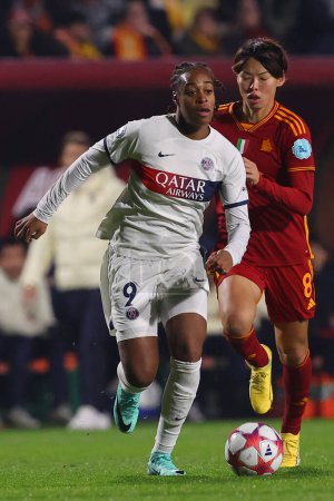 Photo for Rome, Italy 20.12.2023: Katoto of Psg in action during  the UEFA WOMEN CHAMPIONS League 2023-2024 football match AS ROMA vs Paris Saint-Germain at tre fontane stadium in Rome. - Royalty Free Image