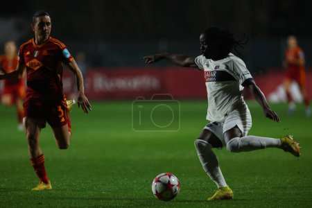 Photo for Rome, Italy 20.12.2023: Chawinga of PSG in action during  the UEFA WOMEN CHAMPIONS League 2023-2024 football match AS ROMA vs Paris Saint-Germain at tre fontane stadium in Rome. - Royalty Free Image