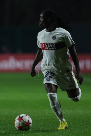 Photo for Rome, Italy 20.12.2023: Chawinga of PSG in action during  the UEFA WOMEN CHAMPIONS League 2023-2024 football match AS ROMA vs Paris Saint-Germain at tre fontane stadium in Rome. - Royalty Free Image