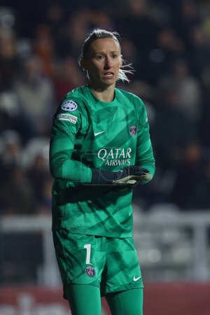 Photo for Rome, Italy 20.12.2023: Kiedrzynek of Psg in action during  the UEFA WOMEN CHAMPIONS League 2023-2024 football match AS ROMA vs Paris Saint-Germain at tre fontane stadium in Rome. - Royalty Free Image