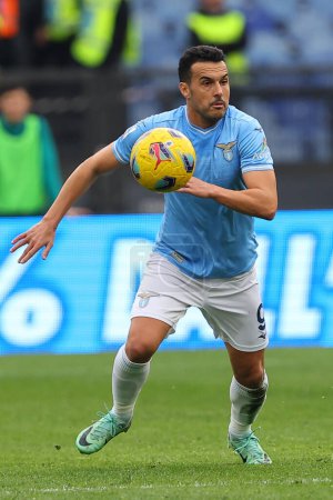 Photo for Rome, Italy 14.01.2024: Pedro of Lazio  in action during  the Italian Serie A TIM 2023-2024 football match SS Lazio vs US Lecce at Olympic Stadium in Rome. - Royalty Free Image