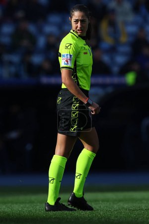 Photo for Rome, Italy 14.01.2024: Woman Referee Maria Ferreri Caputi in action during  the Italian Serie A TIM 2023-2024 football match SS Lazio vs US Lecce at Olympic Stadium in Rome. - Royalty Free Image