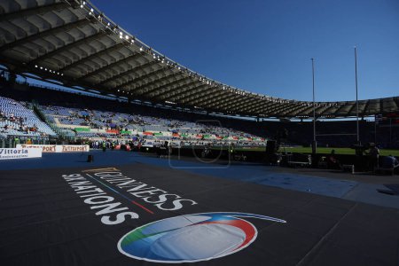 Téléchargez les photos : Rome, Italie 03.02.2024 : Match de rugby à XV de Guinness Six Nations 2024 entre ITALIE vs ANGLETERRE au Stadio Olimpico le 03 / 02 / 2024 à Rome, Italie. - en image libre de droit