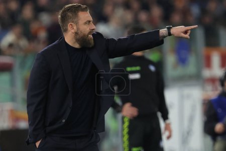 Photo for Rome, Italy 17.03.2024:  Daniele De Rossi coach of Roma during the Italy Serie A TIM 2023-2024 football match AS Roma vs US Sassuolo Calcio at Olympic Stadium in Rome. - Royalty Free Image