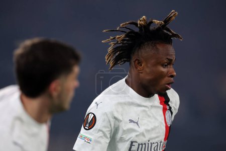 Photo for Rome, Italy 18.04.2024:  Samuel Chukwueze of Milan during the UEFA Europa League 2023-2024, quarter final , football match between AS Roma vs AC Milan at Olympic Stadium in Rome. - Royalty Free Image