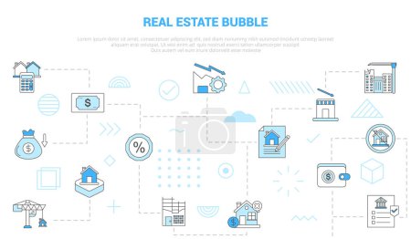 Illustration for Real estate concept with icon set template banner with modern blue color style vector illustration - Royalty Free Image