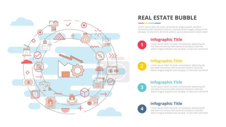 Illustration for Real estate bubble concept for infographic template banner with four point list information vector illustration - Royalty Free Image