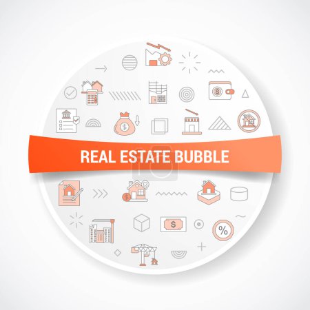 Téléchargez les illustrations : Concept de bulle immobilière avec concept d'icône avec forme ronde ou circulaire pour l'illustration vectorielle de badge - en licence libre de droit