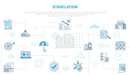 Illustration for Stagflation concept with icon set template banner with modern blue color style vector illustration - Royalty Free Image