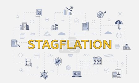 Illustration for Stagflation concept with icon set with big word or text on center vector illustration - Royalty Free Image