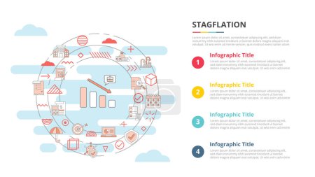 Illustration for Stagflation concept for infographic template banner with four point list information vector illustration - Royalty Free Image