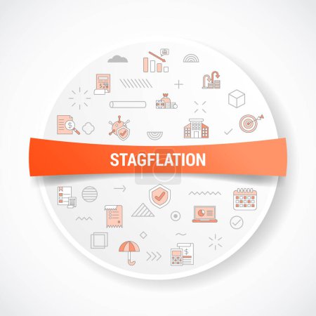 Illustration for Stagflation concept with icon concept with round or circle shape for badge vector illustration - Royalty Free Image