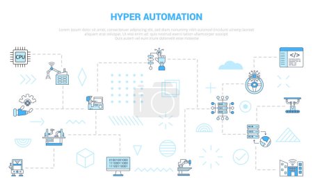 hyper automation concept with icon set template banner with modern blue color style vector illustration