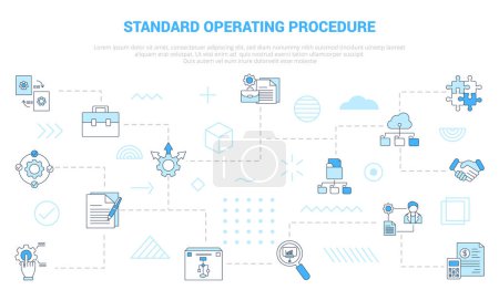 Illustration for Sop standard operating procedure concept with icon set template banner with modern blue color style vector illustration - Royalty Free Image