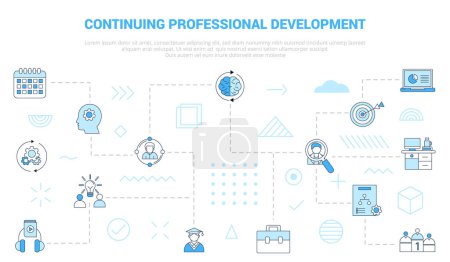 cpd continous professional development concept with icon set template banner with modern blue color style vector illustration