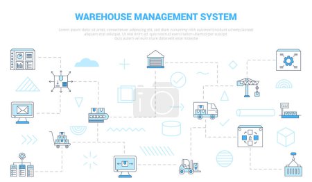 Illustration for Wms warehouse management system concept with icon set template banner with modern blue color style vector illustration - Royalty Free Image