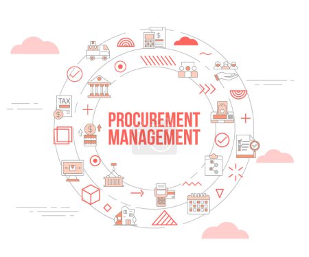 Illustration for Procurement management concept with icon set template banner and circle round shape vector illustration - Royalty Free Image