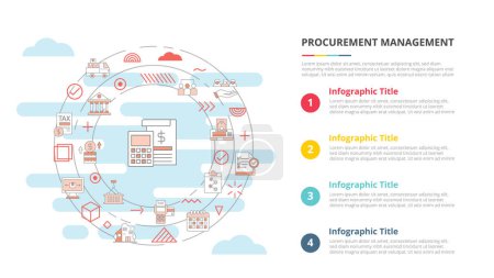 Ilustración de Procurement management concept for infographic template banner with four point list information vector illustration - Imagen libre de derechos
