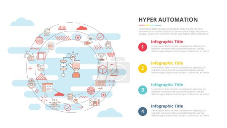 Ilustración de Hyper automation concept for infographic template banner with four point list information vector illustration - Imagen libre de derechos