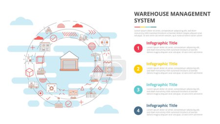 Illustration for Wms warehouse management concept for infographic template banner with four point list information vector illustration - Royalty Free Image