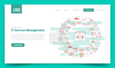 itsm information technology service management concept with circle icon for website template or landing page homepage vector illustration