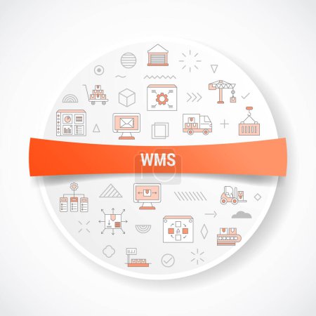 Illustration for Wms warehouse management concept with icon concept with round or circle shape for badge vector illustration - Royalty Free Image