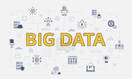 Illustration for Big data concept with icon set with big word or text on center vector - Royalty Free Image
