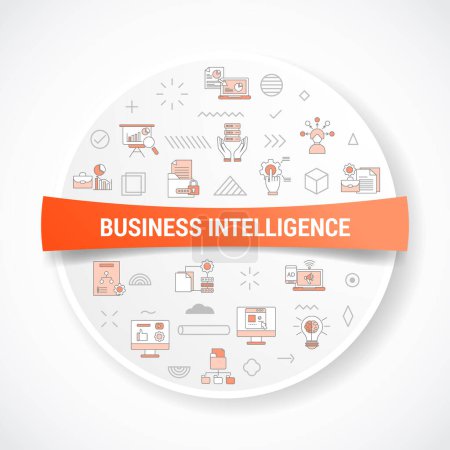 Illustration for Business intelligence concept with icon concept with round or circle shape for badge vector - Royalty Free Image