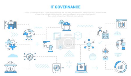 Illustration for It governance technology concept with icon set template banner with modern blue color style vector illustration - Royalty Free Image
