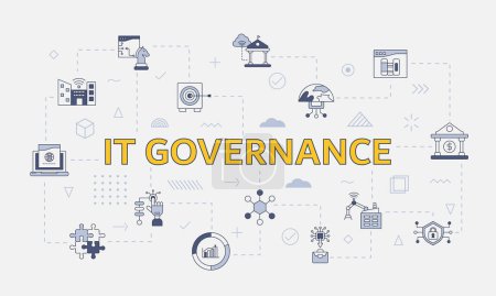 Illustration for It governance technology concept with icon set with big word or text on center vector illustration - Royalty Free Image