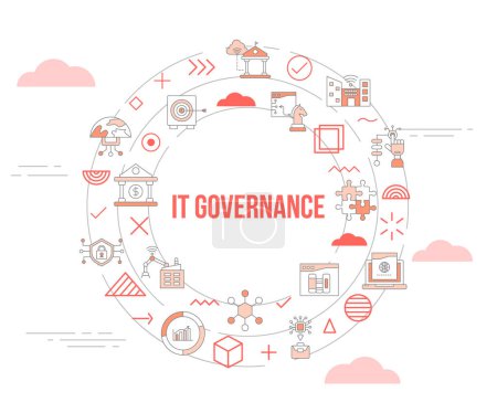 Illustration for It governance technology concept with icon set template banner and circle round shape vector illustration - Royalty Free Image