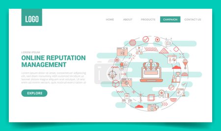 orm online Reputationsmanagement-Konzept mit Kreis-Symbol für Website-Vorlage oder Landing Page Startseite Vektor-Illustration