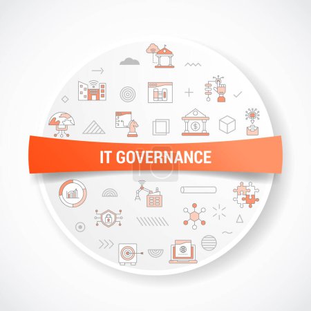 Illustration for It governance technology concept with icon concept with round or circle shape for badge vector illustration - Royalty Free Image