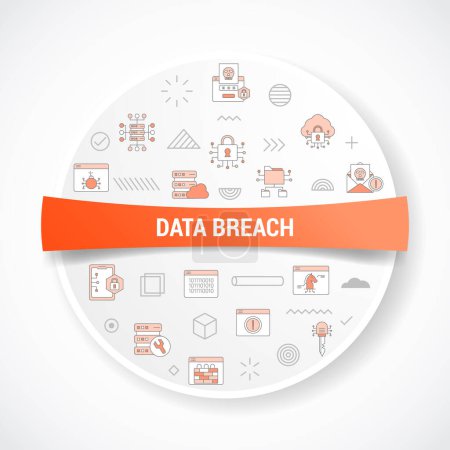 Illustration for Data breach technology concept with icon concept with round or circle shape for badge vector illustration - Royalty Free Image