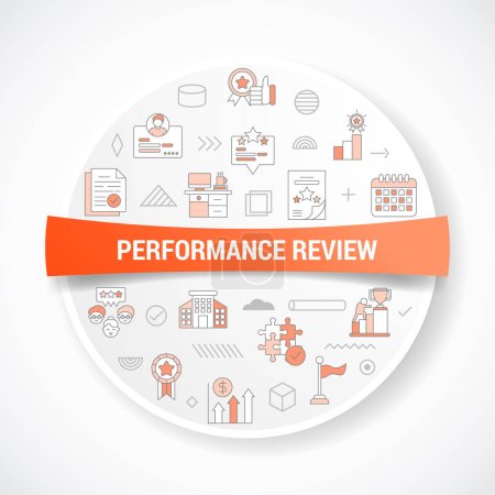 performance review concept with icon concept with round or circle shape for badge vector