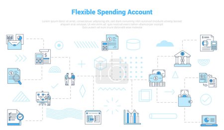 Illustration for Fsa flexible spending account concept with icon set template banner with modern blue color style vector illustration - Royalty Free Image