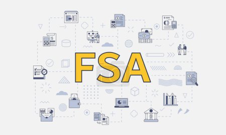 Illustration for Fsa flexible spending account concept with icon set with big word or text on center vector illustration - Royalty Free Image