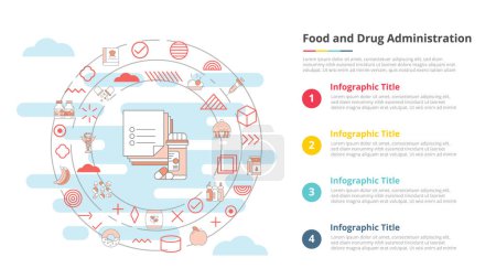 Illustration for Fda food and drug administration concept for infographic template banner with four point list information vector illustration - Royalty Free Image