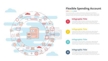 Illustration for Fsa flexible spending account concept for infographic template banner with four point list information vector illustration - Royalty Free Image
