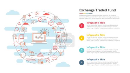 Illustration for Etf exchange traded fund concept for infographic template banner with four point list information vector illustration - Royalty Free Image