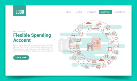 Illustration for Fsa flexible spending account concept with circle icon for website template or landing page homepage vector illustration - Royalty Free Image