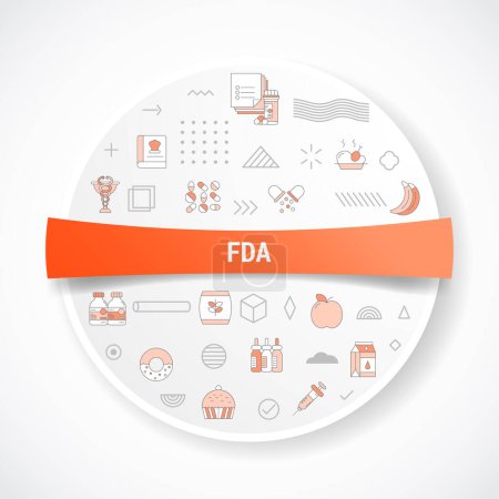 Illustration for Fda food and drug administration concept with icon concept with round or circle shape for badge vector illustration - Royalty Free Image