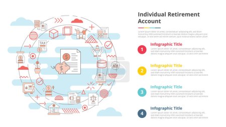 ira individuelles Rentenkonto-Konzept für Infografik-Vorlage Banner mit Vier-Punkte-Liste Information Vektor Illustration